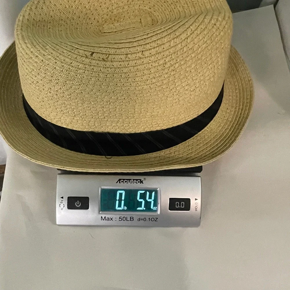 Perry Ellis‎ Portfolio Straw Fedora Hat Mens S/M Black Band Casual